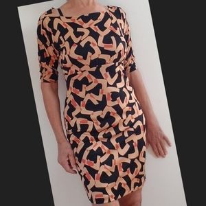 Ali Ro Low back geometric multicolored Silk dress